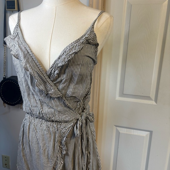 Vintage Havana Striped Wrap Dress with Ruffle Details - Picture 3 of 7
